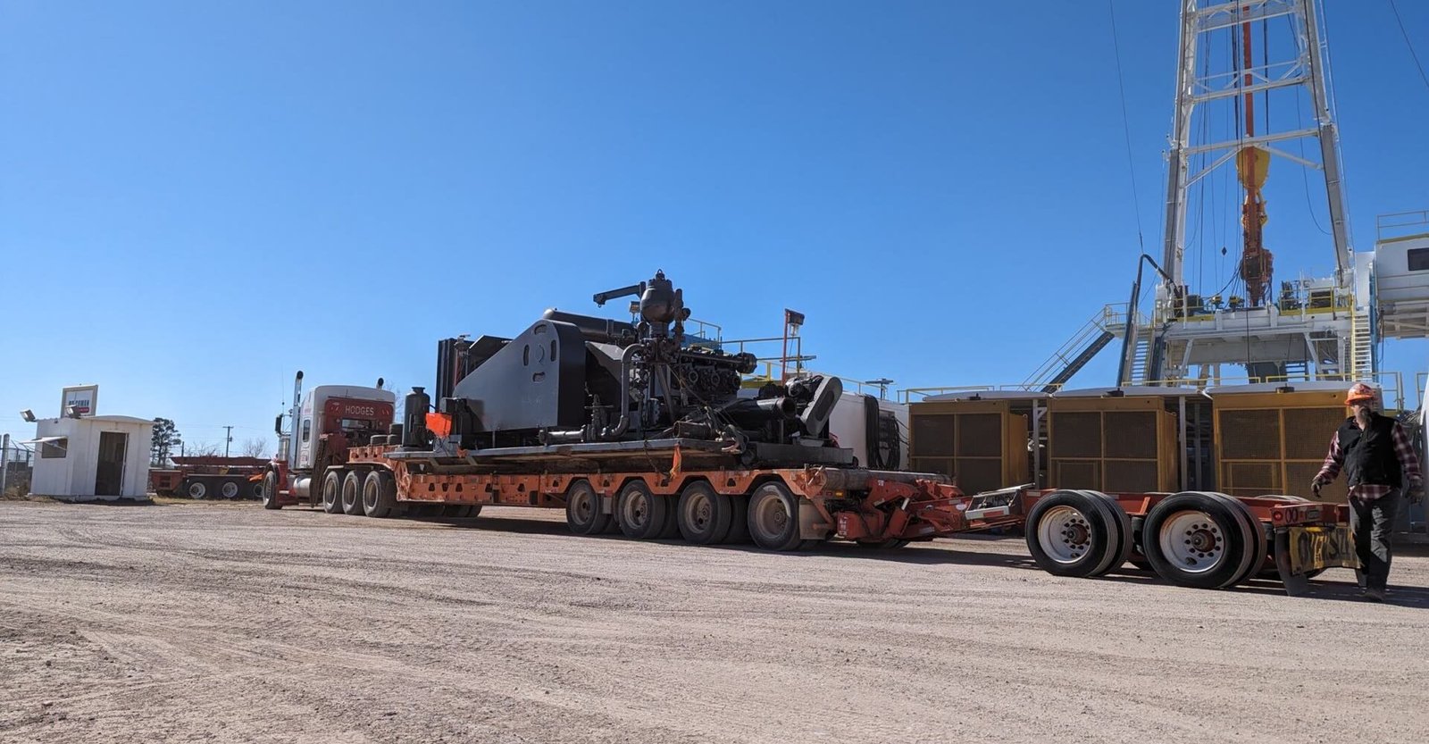 Oilfield pump equipment delivered to drill site
