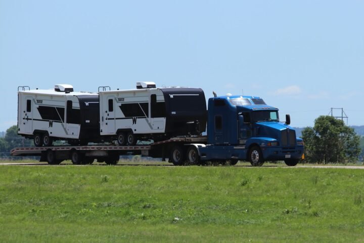 Double travel trailer haul on stepdeck